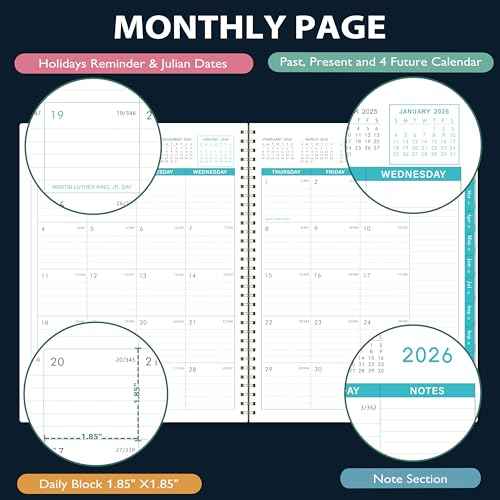 2026 Monthly Planner - 2026 Planner from January 2026 - Deccember 2026, Monthly Planners 8.5''x11'', 12 Months with Tabs, Large Daily Blocks, Double Inner Pocket