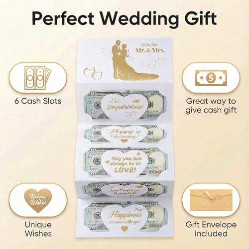 QTLJJBY Off White 6 Slot Wedding Money Gift Holder for Bride & Groom