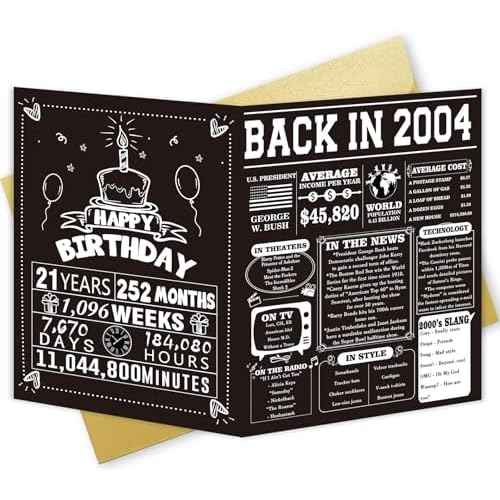 Cool 21st Birthday Decorations for Him Her, Happy 21 Birthday Card for Women Men, Funny 21 Year Old Bday Gifts for Daughter Son