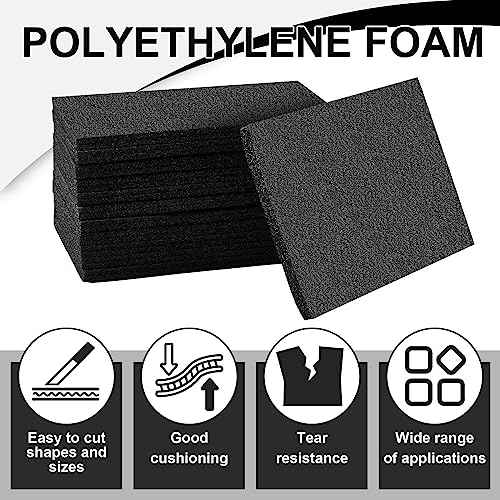 Frienda 24 Pcs 12" x 8" x 0.5" Polyethylene Foam Sheet 1/2 Inch Thick Firm Black Foam Padding PE Packing Pieces Inserts for Cases Craft Shipping Moving