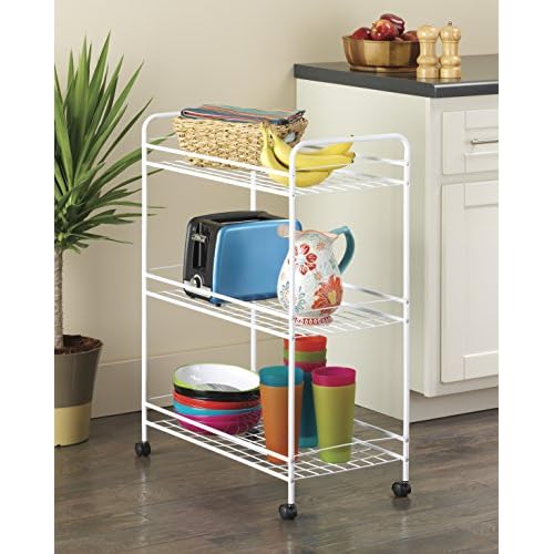 Whitmor 3 Tier Large Wire Rolling Cart