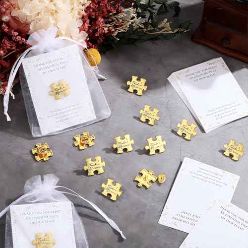 Christmas Employee Appreciation Gifts Puzzle Piece Lapel Pin Inspirational Thank You Cards for Team Coworker Staff