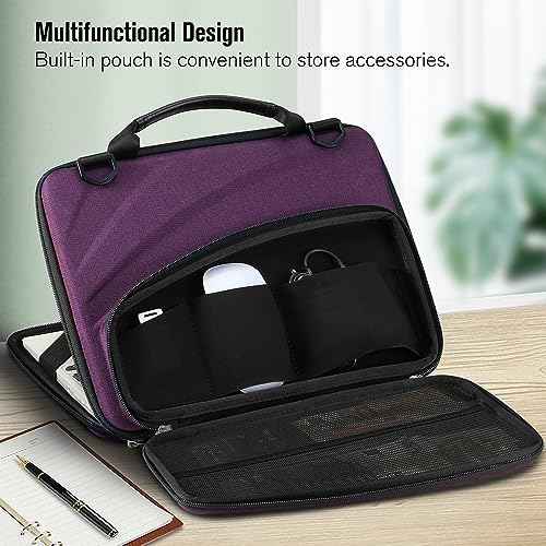FINTIE 11-11.6 Inch Chromebook Sleeve Case - Protective Briefcase Shoulder Bag with Accessory Pouch for Up to 11.6" Laptop Notebook Ultrabook, Purple
