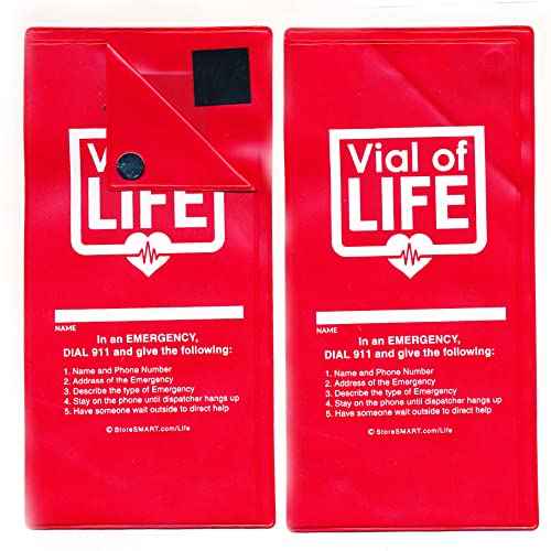 Vial of Life - Life Pro - 4" x 9" Magnetic Closure Pocket W/Medical Form & Sticker?Magnetic Back - 5 Pack - LPMCP502-RM-5