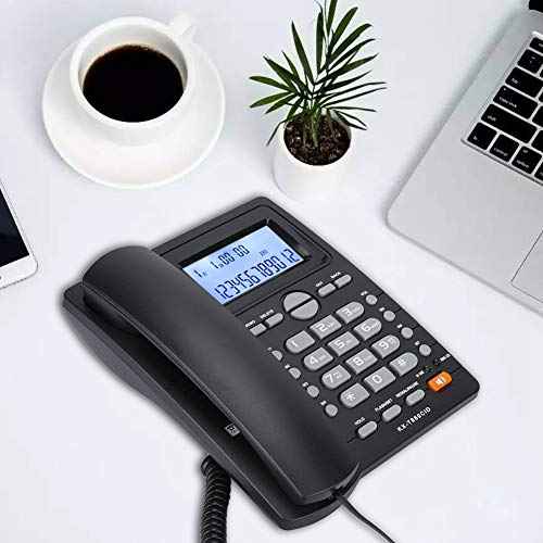 Corded Phone, Desktop Landline Telephone Wired Phone for Home Office Hotel Use, Speakerphone, Caller ID Display, Hands Calling (Black)