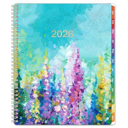 2026 Planner - 2026 Planner Weekly and Monthly, Planner 2026, Jan 2026 - Dec 2026, 9" x 11", Calendar Planner 2026 with Colourful Tabs & Pocket, Flexible Cover, Twin-Wire Binding- Oil Painting