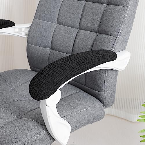 FORCHEER Black Chair Armrest Covers 2 Pack – Water-Resistant Stretch Jacquard, Fits 8-13in Armrests, Easy-Care