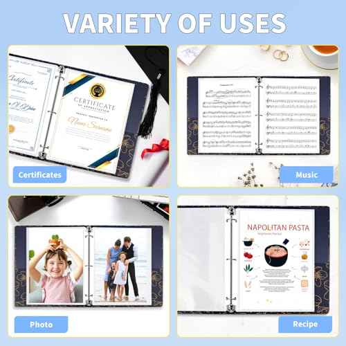SUNEE Sheet Protectors 50 Packs for 3 Ring Binder, 8.5x11 Clear Plastic Page Sleeves for Paper, Documents, Certificate, Sheet Music, Recipe, File