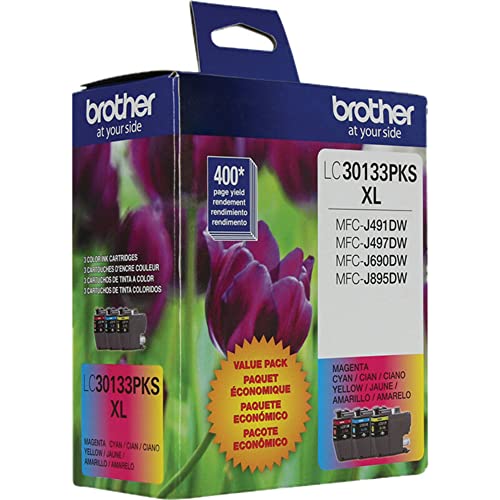 Brother High-Yield Color Ink Cartridges LC3013 3-Pack Cyan Magenta Yellow for MFC-J Series