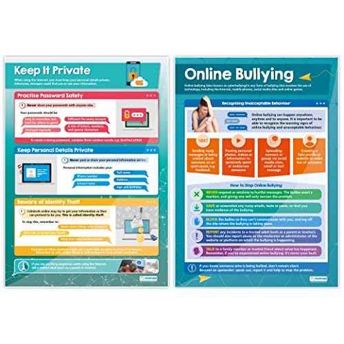 Digital Safety Posters - Set of 5 - EXTRA LARGE 33" x 23.5" - Gloss Paper - Online Safety Elementary Classroom Decoration - Wall Charts by Daydream Education