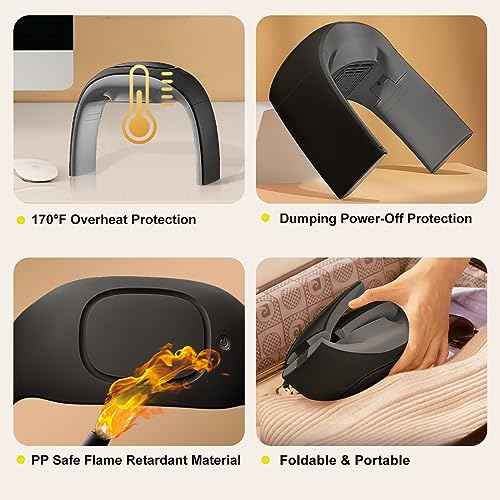 Desk Mouse Pad Hand Warmer Super Quiet, 110v 100w Heated Mouse Pad Hand Warmer, Personal Desk Heater Energy Efficient Ceramic Office with Thermostat Low Wattage - Black