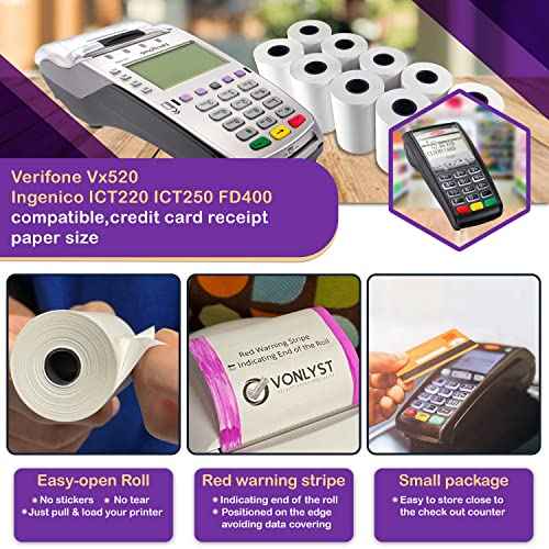 Thermal Paper Roll 2 1/4 x 55 for Verifone Vx520 Ingenico ICT220 ICT250 FD400 (30 rolls)