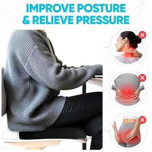 FORTEM Seat Cushion, Office Chair Cushion, Desk Chair Memory Foam, Sciatica Coccyx Tailbone Pain Relief, Pressure Relief, Sitting Pad, Gaming Sitting Pillow, Washable Cover, Non Slip
