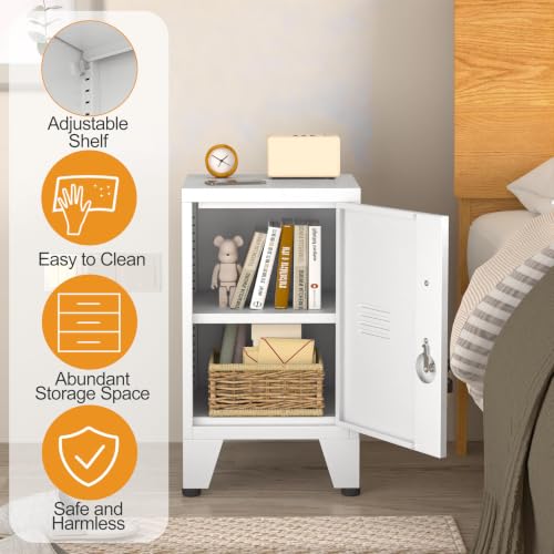 pozdeg 24.5-Inch White Lockable Steel Storage Locker with Adjustable Shelf