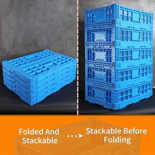 Collapsible Storage Bin Containe£¬52 Liter Transferheavy duty plastic storage box,blue milk crates heavy duty Transit storage of various items (1)