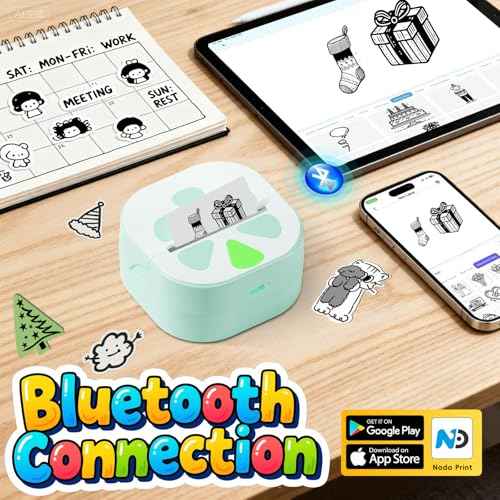 Sticker Printer Mini Print Pod, Bluetooth Thermal Sticker Maker Machine with 3 Roll Paper, D20 Portable Inkless Pocket impresora port?til Picture Label Printer for Phone DIYJournal Kids Gift