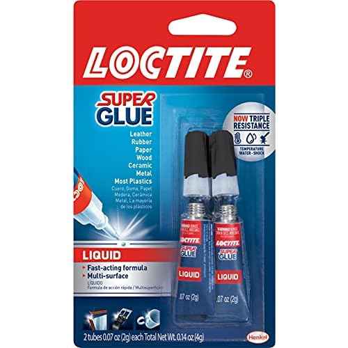 Loctite Super Glue Liquid, Clear, 0.07 fl oz Tube, 2 Pack - Superglue for Plastic, Wood, Metal, Crafts & Repair, Cyanoacrylate Adhesive Instant Glue, Quick Dry