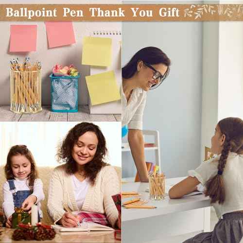 ReliThick Christmas Employee Appreciation Gift Bulk Inspirational Bamboo Ballpoint Pen with Thank You Greeting Card Respiratory Therapist Gifts for Coworker Nurse Practitioner Teacher(100 Sets)