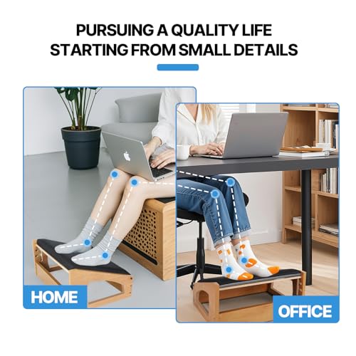 XINGMIAOWJ Ergonomic Foot Rest Under Desk - 4-Height Adjustable Foot Stool Natural01