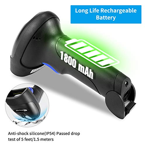 NetumScan Wireless 1D 2D Barcode Scanner with Stand - Handheld, USB & Wireless