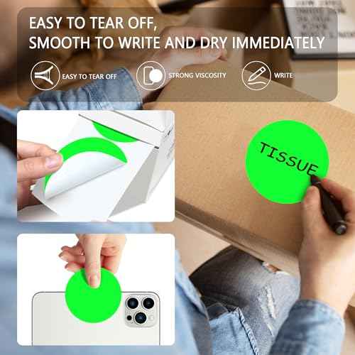PARLAIM 3" Diameter Round Fluorescent Green Color Coding Sticker, 4 Rolls 2000PCS Circle Dot Label,Permanent for Inventory Box Labeling