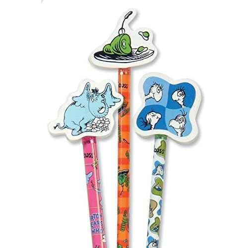 Raymond Geddes 66865 Dr. Seuss Number 2 Pencils With Giant Pencil Top Erasers (Pack of 36)