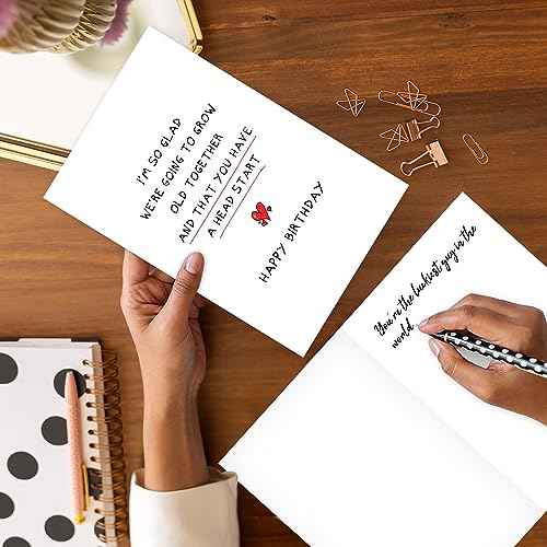 Funny Birthday Card for Husband Wife, Romantic Birthday Card for Boyfriend Girlfriend, Happy Birthday Cards for Him Her, ¡¯We're Going to Grow Old Together and That You Have a Head Start¡¯