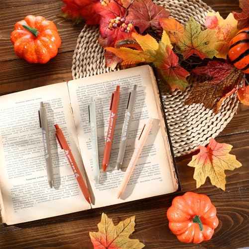 120 Sets Thanksgiving Gifts Set Fall Motivational Ballpoint Pen Inspirational Fun Plastic Pens with Autumn Thanksgiving Thank Cards for Coworker Employee Office Party Favor