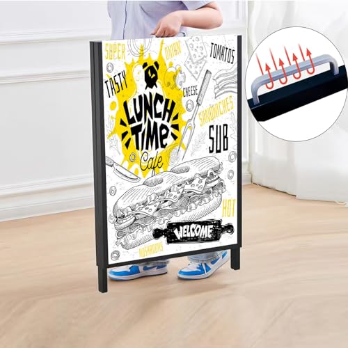USCNC 24 x 36 Inch A Frame Sign Double-Sided Folding Sandwich Board Heavy Duty Slide-in Sidewalk Signboard for Outdoor Street Advertising Poster(Frame only£¬No white board)
