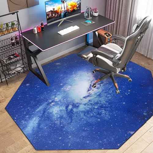 USTIDE Large Nonslip Gaming Chair Mat Blue Office Desk Chair Mat for Hardwood Floor Computer Carpet for Gaming Room 51"x51"