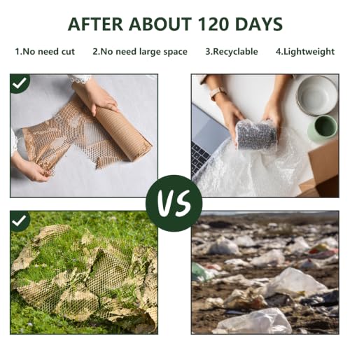 QUALTIPOPER Honeycomb Packing Paper 18in x 200ft Recyclable Kraft Wrap - Stretchable & Eco-Friendly Packing Material