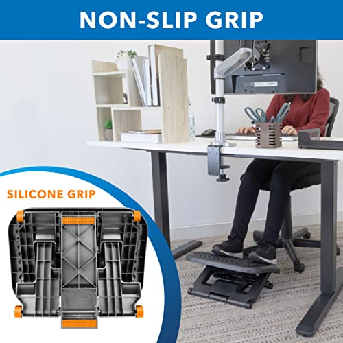 Mount-It! Ergonomic Under Desk Footrest with 3 Height Levels |Height Adjustable Tilting Foot Stool | Home Office Footrest with Massage Surface for Improved Circulation (MI-7801)