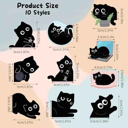 10 Pcs Cat Magnetic Bookmarks Cute Bookmark Black Cats Book Marks Christmas Stocking Stuffers for Reading Women Teens Girls Book Cat Lovers Gifts