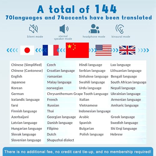 Translation Earbuds Real Time, 3-in-1 AI Language Translator Earbuds Headphones for 144 Languages & Accents, Support Offline Translation Wireless Bluetooth Earphones for Business Travel, Black