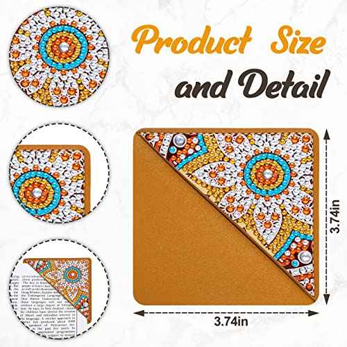 4 pcs Diamond Painting Bookmarks, DIY Diamond Art Kits for Adults, Book Corner - Protecting Bookmark Craft Supplies Kits for Book Lovers(Mandala)