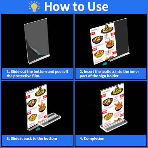 Acrylic Sign Holder 5x7£¬3 Pack Vertical Clear Display Stand£¬Double-sided Table Top Sign Holder£¬Acrylic Paper Display Stand Suitable For Office, Home, Show Fair, Restaurants, Stores, Hotels