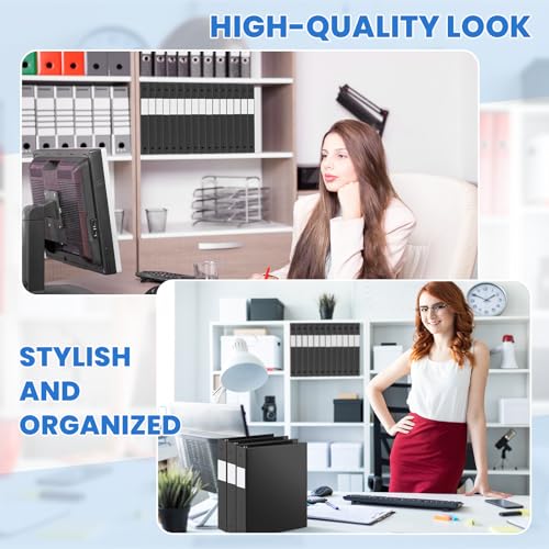 Henoyso 16 Pcs 1/2 Inch 3 Ring Binder with Clear Cover Plastic Flexible Fit Letter Size 8.5" x 11" Paper Holds 100 Sheets Versatile Binders for School Office Home, 1 Pocket (Black)