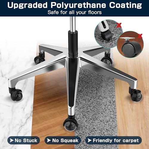 Omyoffice Premium Black 2in Office Chair Casters Set of 5, 2000LBS Capacity, Smooth Rolling