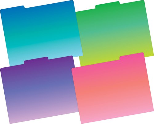 Barker Creek Designer File Folders on 14pt Stock, Tie-Dye and Ombré, Multi-Design Set with Tie-Dye Designs on Outside, Vibrant Ombré Colors on The Inside, Letter Size, 1/3 Cut Tabs, 36/Set (4403)
