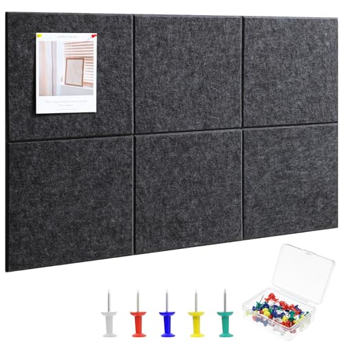 Dark Gray 36x24 Inch Cork Bulletin Board Pack of 6 Felt Pin Boards