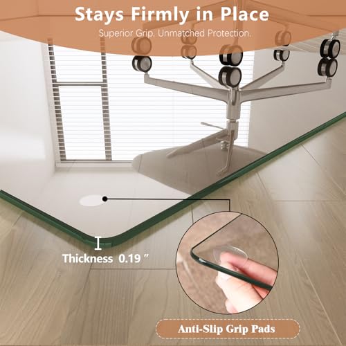 30x48 Tempered Glass Chair Mat for Carpet & Hard Floors - Transparent by MYSUNORIA (30"x48")