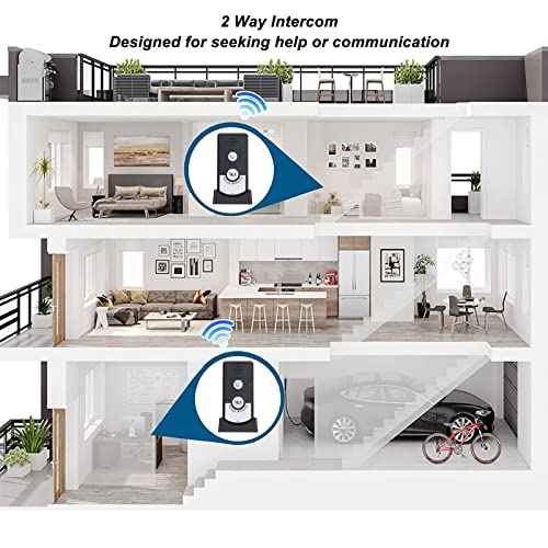 Voice Intercom Doorbell 2 Way Talk for Caregiver and Nurse Pager System (Black)