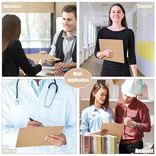 Sherr 30 Pcs Clipboard 9 x 13 Inch Large Brown Wooden Horizontal with Low Profile Clip Landscape Clipboard Layout for School Classroom Office Drawing Sketching Art Back to School Supplies