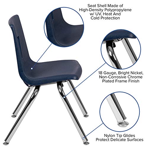 EMMA + OLIVER 14" Seat Navy Plastic Stackable School Chair