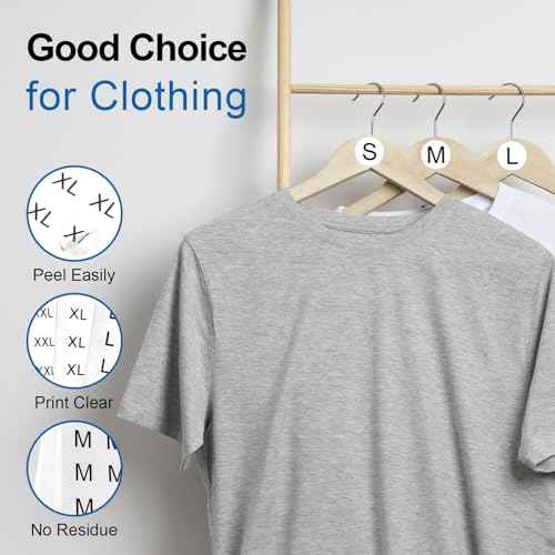 4200 Pcs Size Stickers for Clothing XS-XXXL, Wmiwulien 1/2" 28 Sheets Self Adhesive Labels, Round Black Apparel Size Label Stickers for T-Shirts Trousers Skirt Retail Home