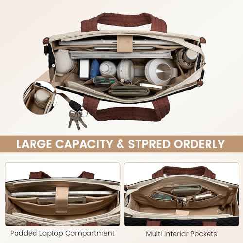 LOVEVOOK Laptop Tote Bag for Women,Canvas Work Tote Bag for Women with Clutch Purse,15.6 Inch Computer Briefcase Bag,Professional Teacher Business Office,Lightweight Shoulder Travel