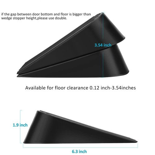 Big Door Stopper Heavy Duty Wedge Rubber Door Stop Works on All Floor Surfaces Height up to 1.9 Inches Non-Scratching Doorstops Special for Home Office School Heavy Door (4 Packs, Black)