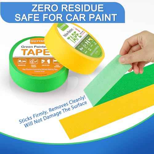 Yellow Painters Tape, Automotive Masking Tape - Yellow Masking Tape for Walls Painting, DIY Crafting, Labeling, Art, Car - 1.88 Inch x 55 Yards x 10 Rolls