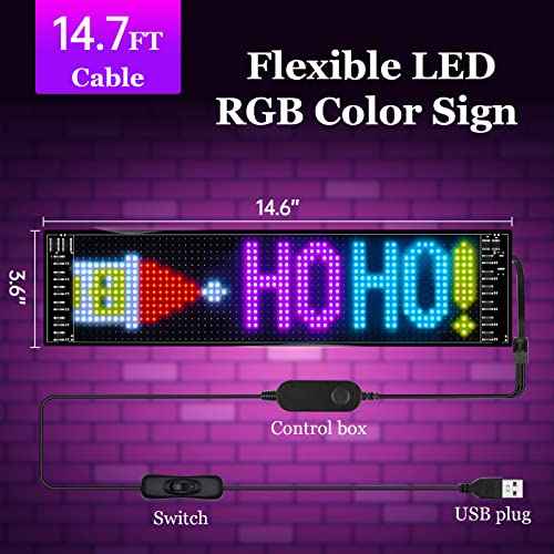 GOTUS LED Car Sign,Programmable Scrolling LED Sign,Bluetooth APP,DIY Design Animations,Text, Graffiti,Colour (15''x4'')