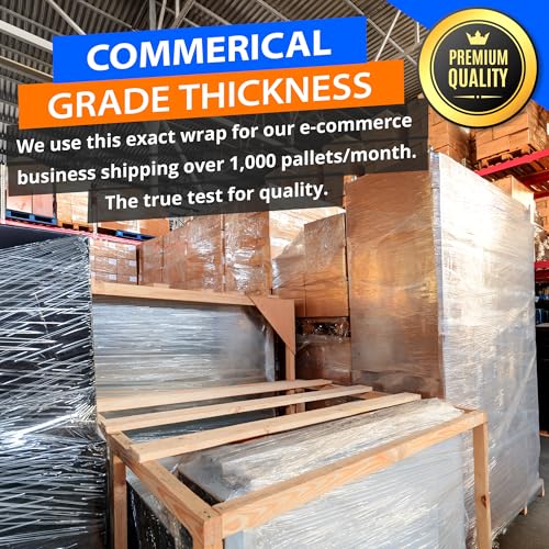 Lifetime Supplies 4 Pack Heavy Duty Clear Plastic Stretch Film 18" x 1500 Ft 80 Gauge - Industrial Shrink Wrap with Holder Included